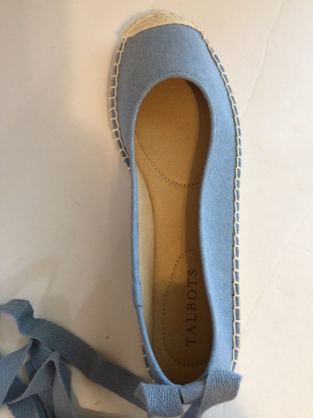 Talbots Izzy Denim Espadrilles Size 8 M Blue Lace Ups Coastal Summer European